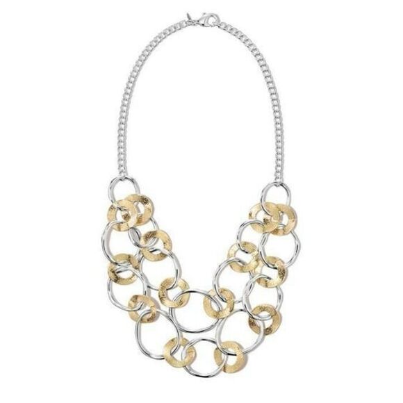 AVON LINKED TOGETHER TWO-TONE STATEMENT NECKLACE (TWO-TONE) RARE ~ NEW SEALED!!! - Picture 6 of 6